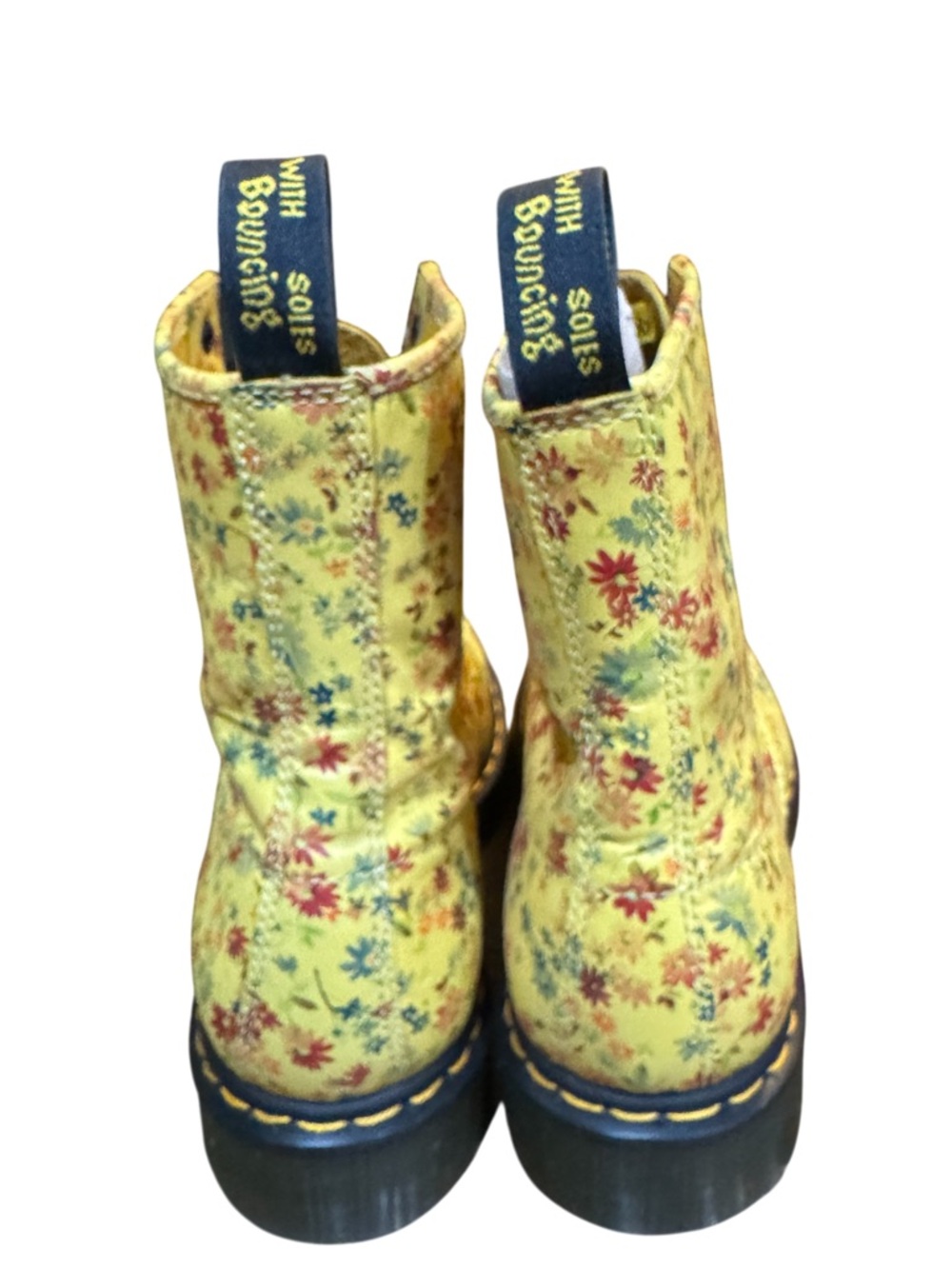 Dr. Martens RARE NIB 1460 Sun Yellow Little Flowers Floral Boots Women's size 9 - Picture 11 of 16